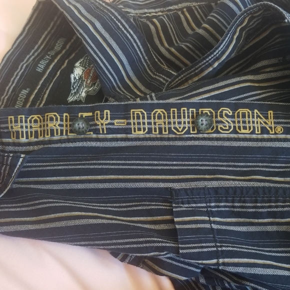 Harley-Davidson striped button down short sleeve - Picture 4 of 8